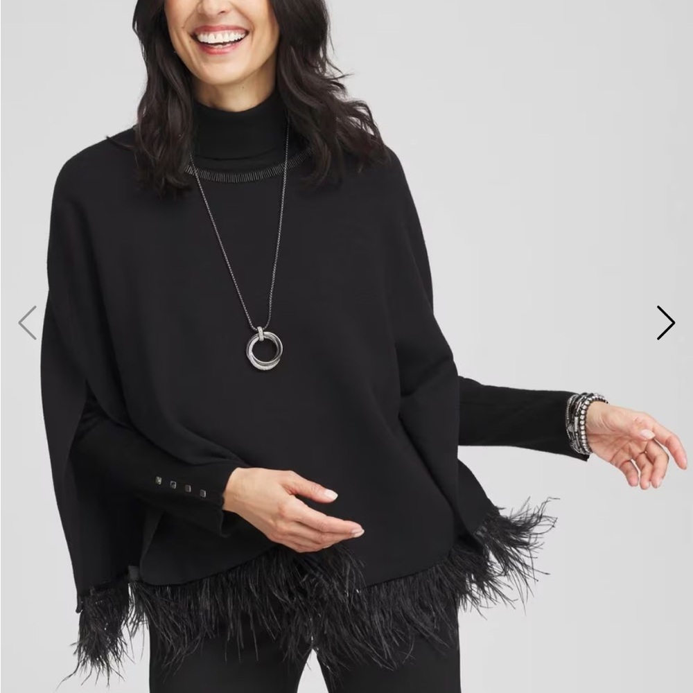 Chicos Feather Sweater Cape